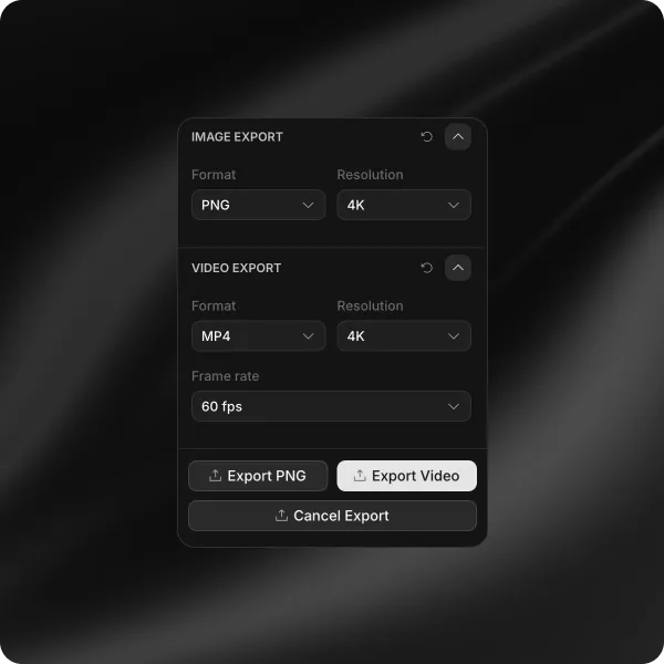 Frametion image and video export panel